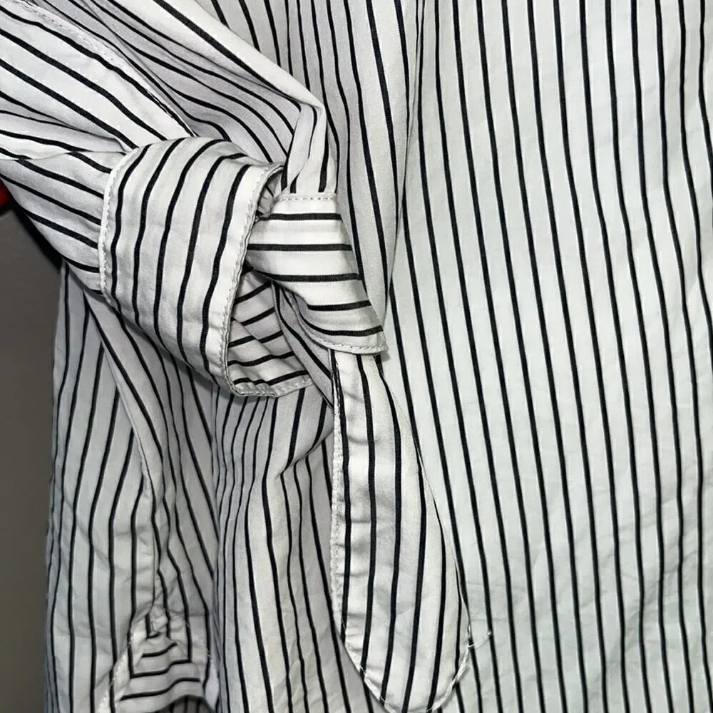 Banana Republic Off-the-Shoulder Black & White Striped Button up Blouse- Small